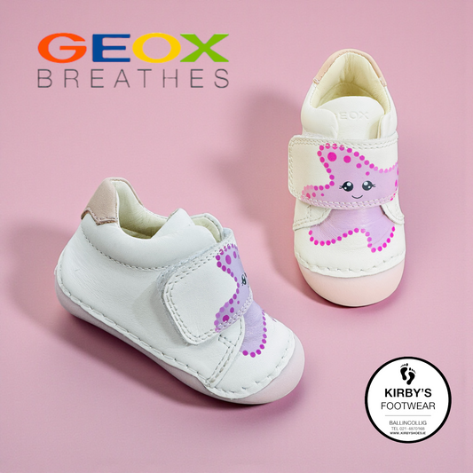 Geox Tutim Starfish white pink - Kirbys Footwear Ltd
