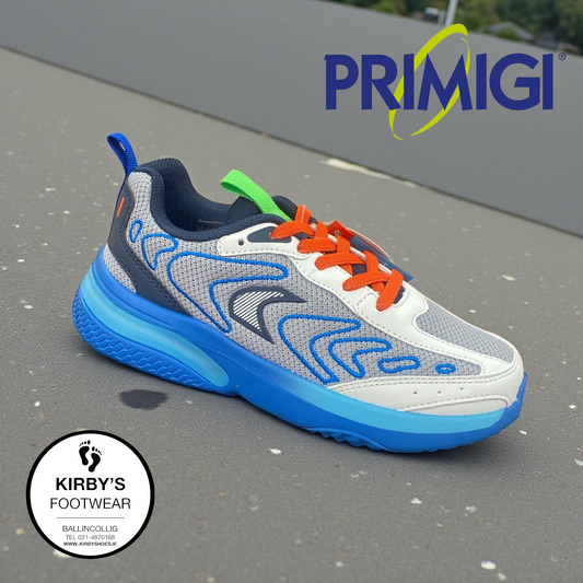 Primigi lace trainer white blue - 14688 - Kirbys Footwear Ltd