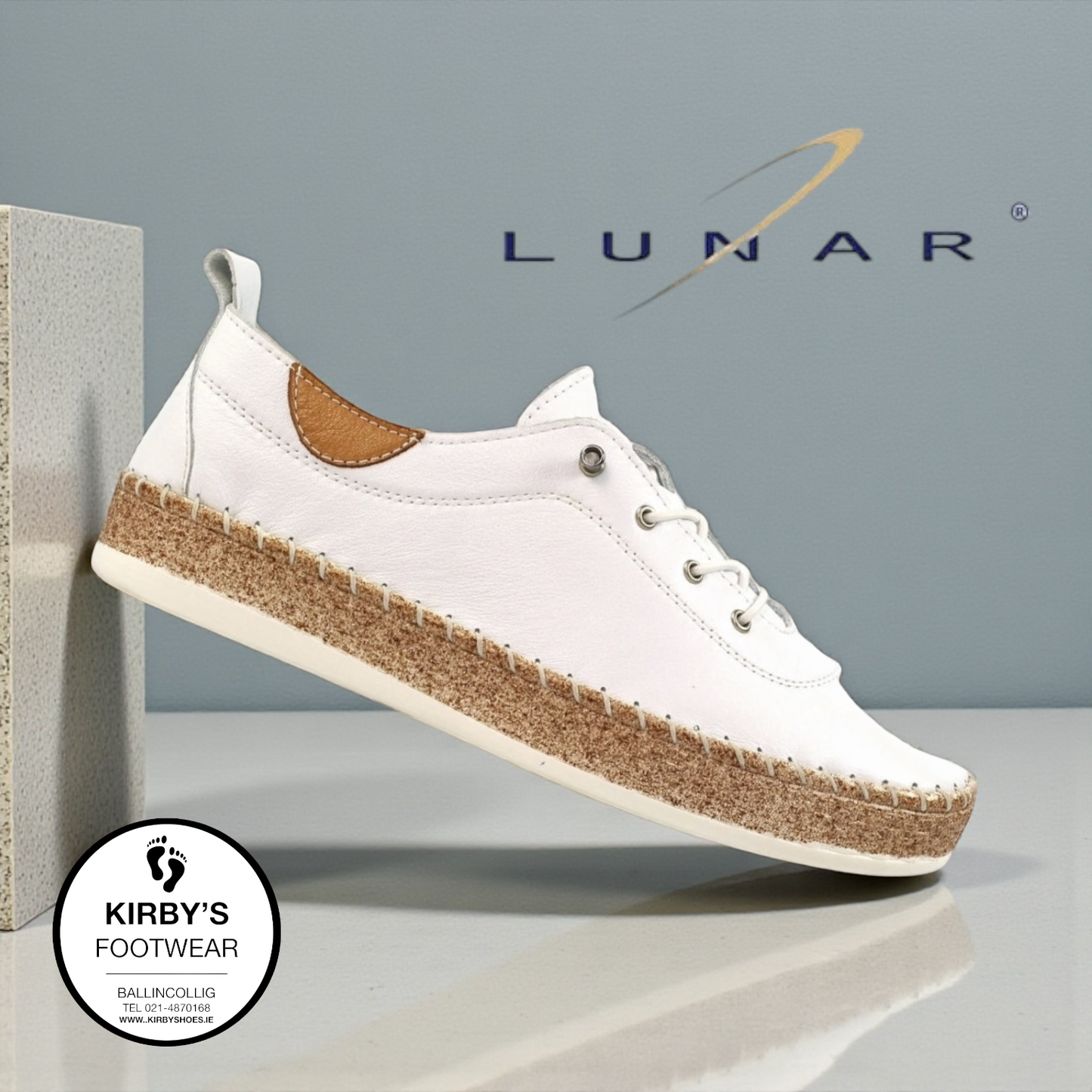 Lunar Evie white leather plimsole