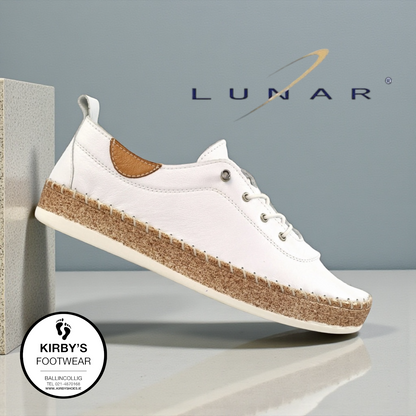Lunar Evie white leather plimsole