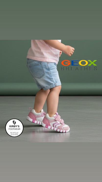 Geox Iupidoo velcro pink white - Kirbys Footwear Ltd