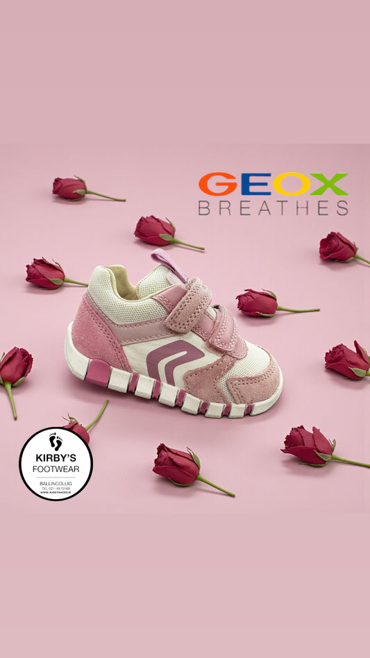 Geox Iupidoo velcro pink white - Kirbys Footwear Ltd
