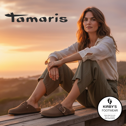 Tamaris mule chocolate suede - 27600 - Kirbys Footwear Ltd