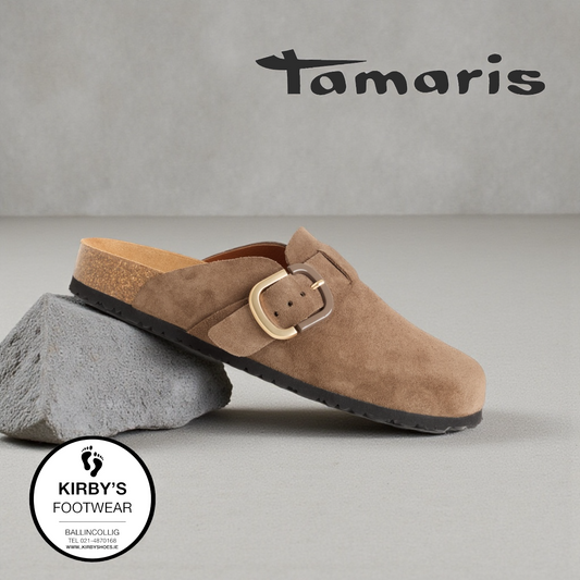 Tamaris mule chocolate suede - 27600