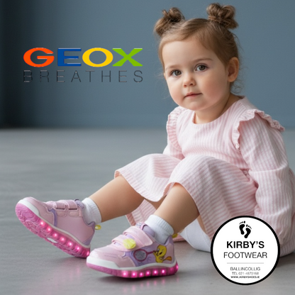Geox tweety bird lights trainers lightyloo lilac - Kirbys Footwear Ltd