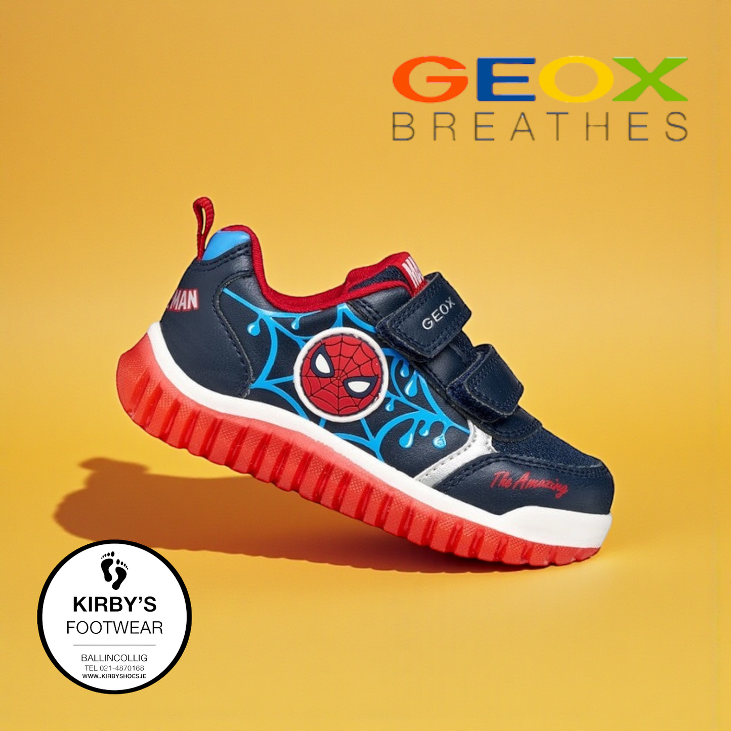 Geox Spiderman trainers lights lightyloo - Kirbys Footwear Ltd