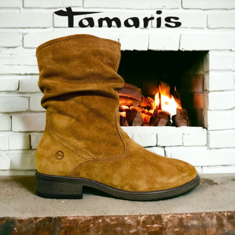 Tamaris boot tan suede leather 25481