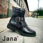 Jana black leather zip boot 25470