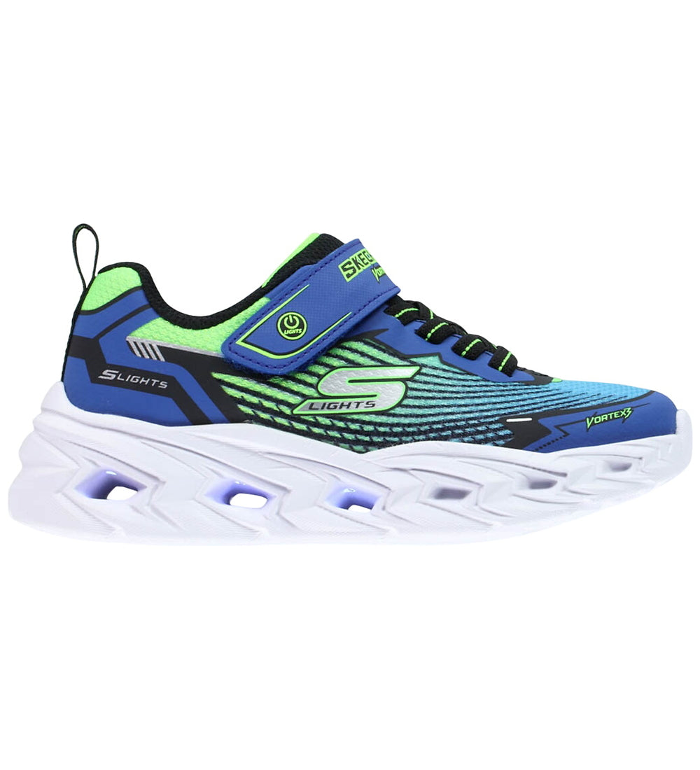 Skechers Vortex 3.0 blue lime lights - Kirbys Footwear Ltd