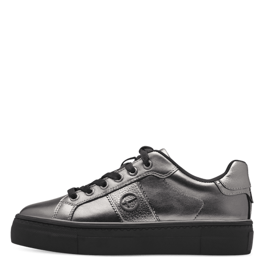 Tamaris lace trainer pewter 23313
