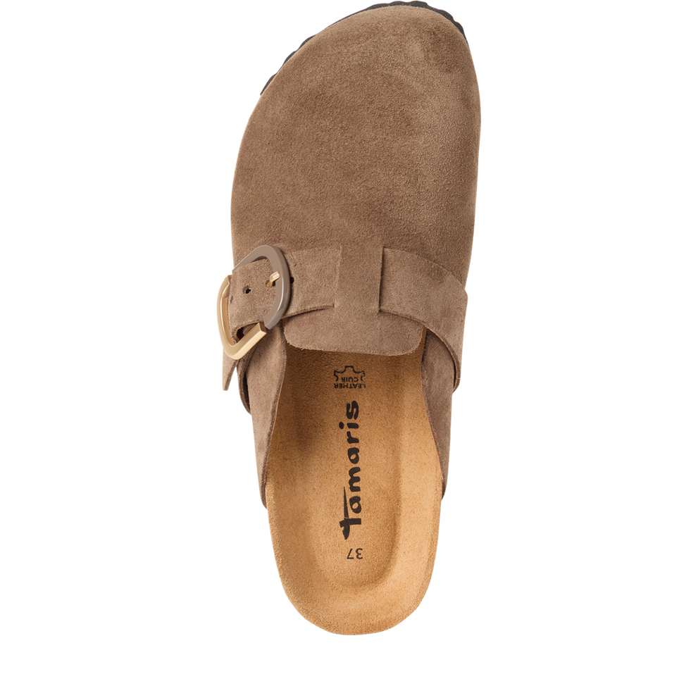 Tamaris mule chocolate suede - 27600 - Kirbys Footwear Ltd