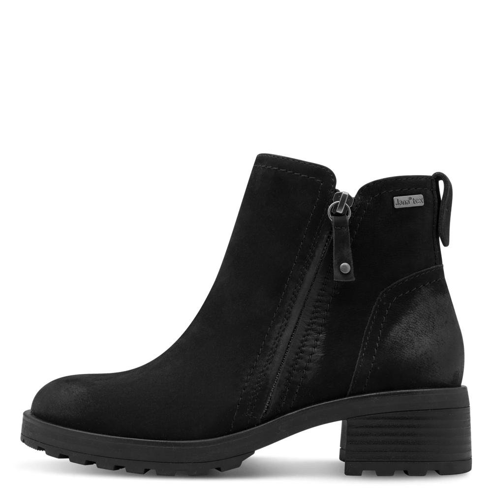 Jana 25711 - Black Nubuk TEX Ankle Boot waterproof