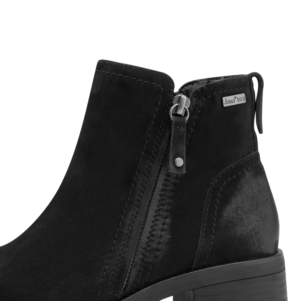 Jana 25711 - Black Nubuk TEX Ankle Boot waterproof