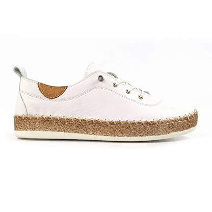 Lunar Evie white leather plimsole
