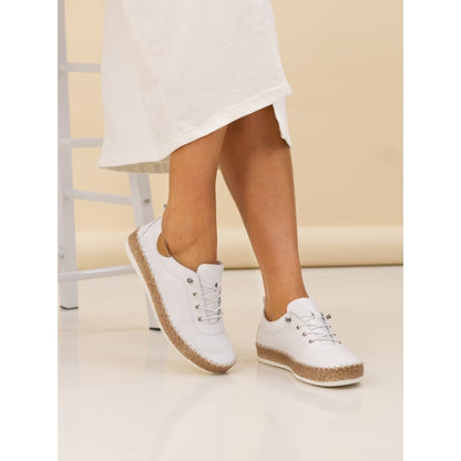 Lunar Evie white leather plimsole