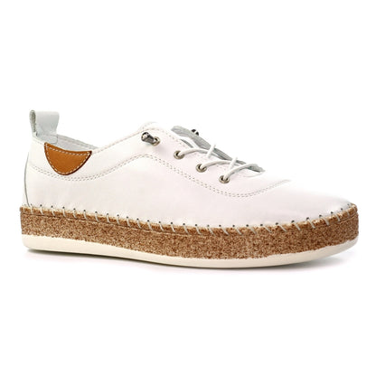 Lunar Evie white leather plimsole