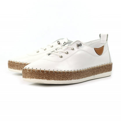 Lunar Evie white leather plimsole