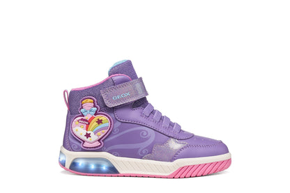 Geox Inek violet pink girls high-top light-up shoe side view
