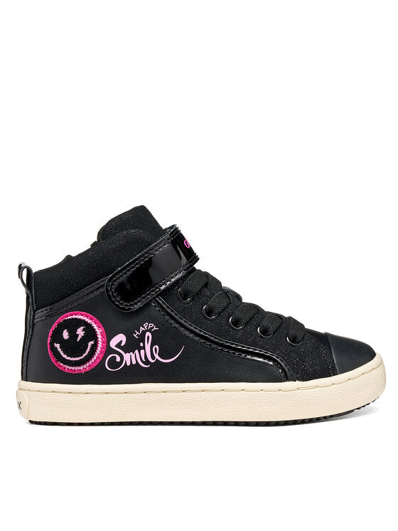 Geox Kalispera Happy Smile black girls high-top trainer side view
