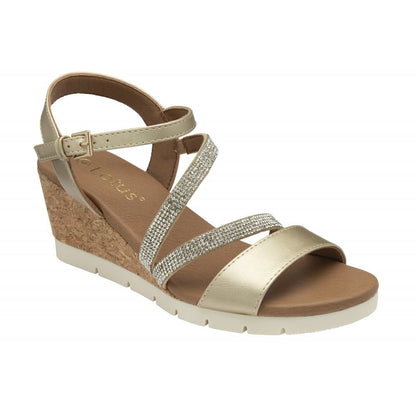 Lotus Goldie wedge sandal gold - Kirbys Footwear Ltd