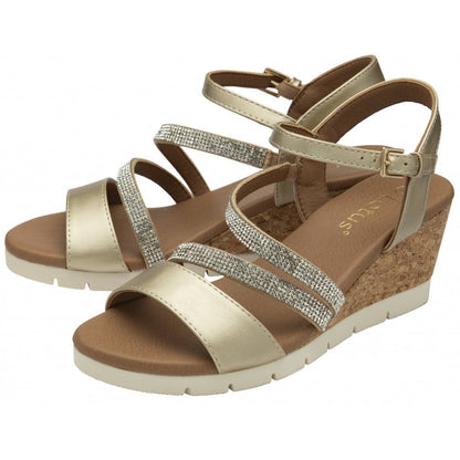 Lotus Goldie wedge sandal gold - Kirbys Footwear Ltd