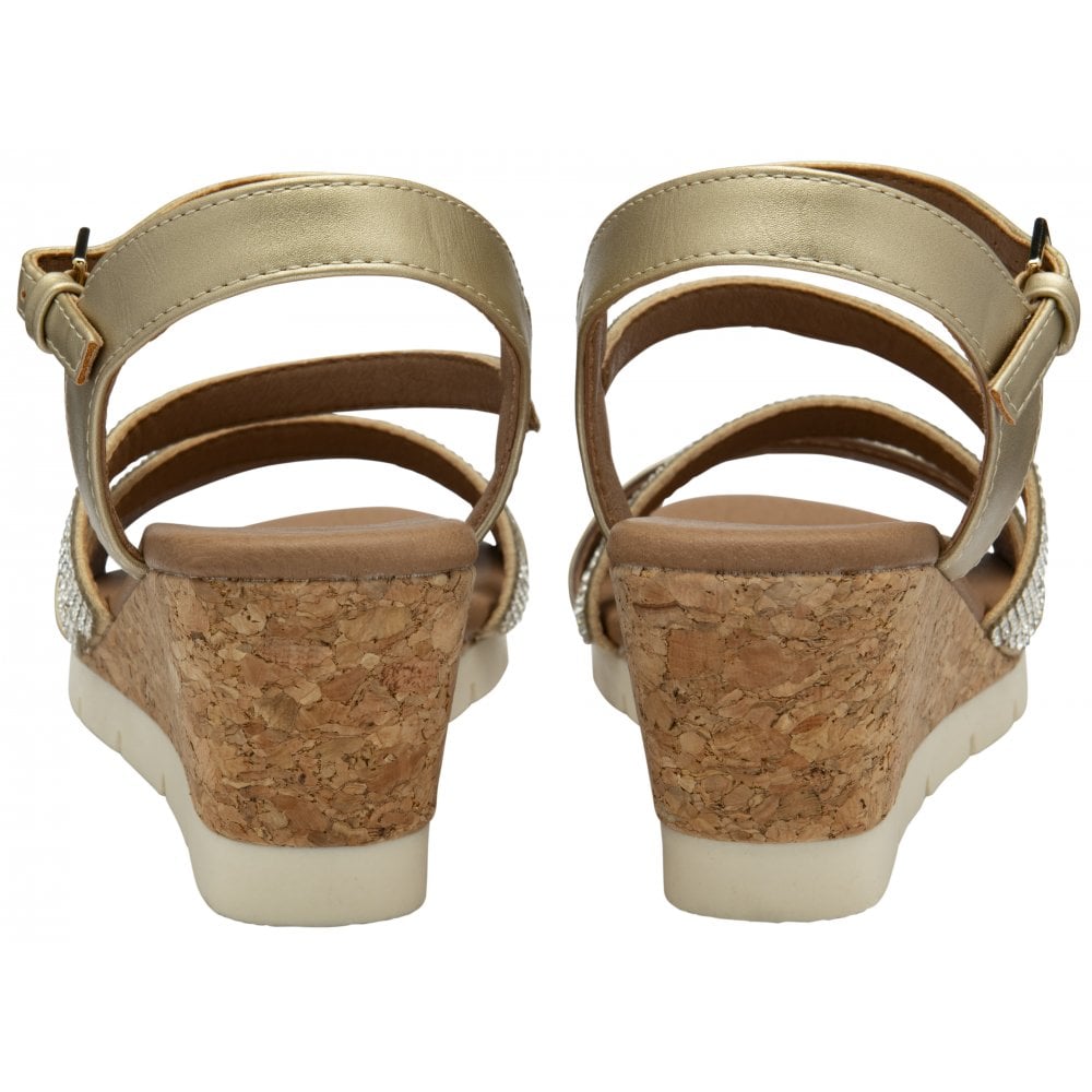 Lotus Goldie wedge sandal gold - Kirbys Footwear Ltd
