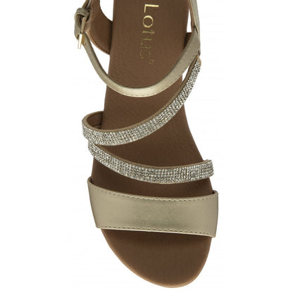 Lotus Goldie wedge sandal gold - Kirbys Footwear Ltd