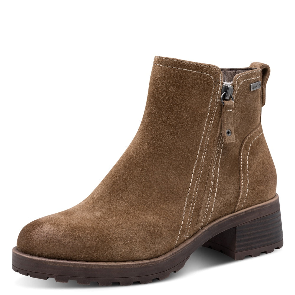 Jana 25711 camel suede Tex ankle boot