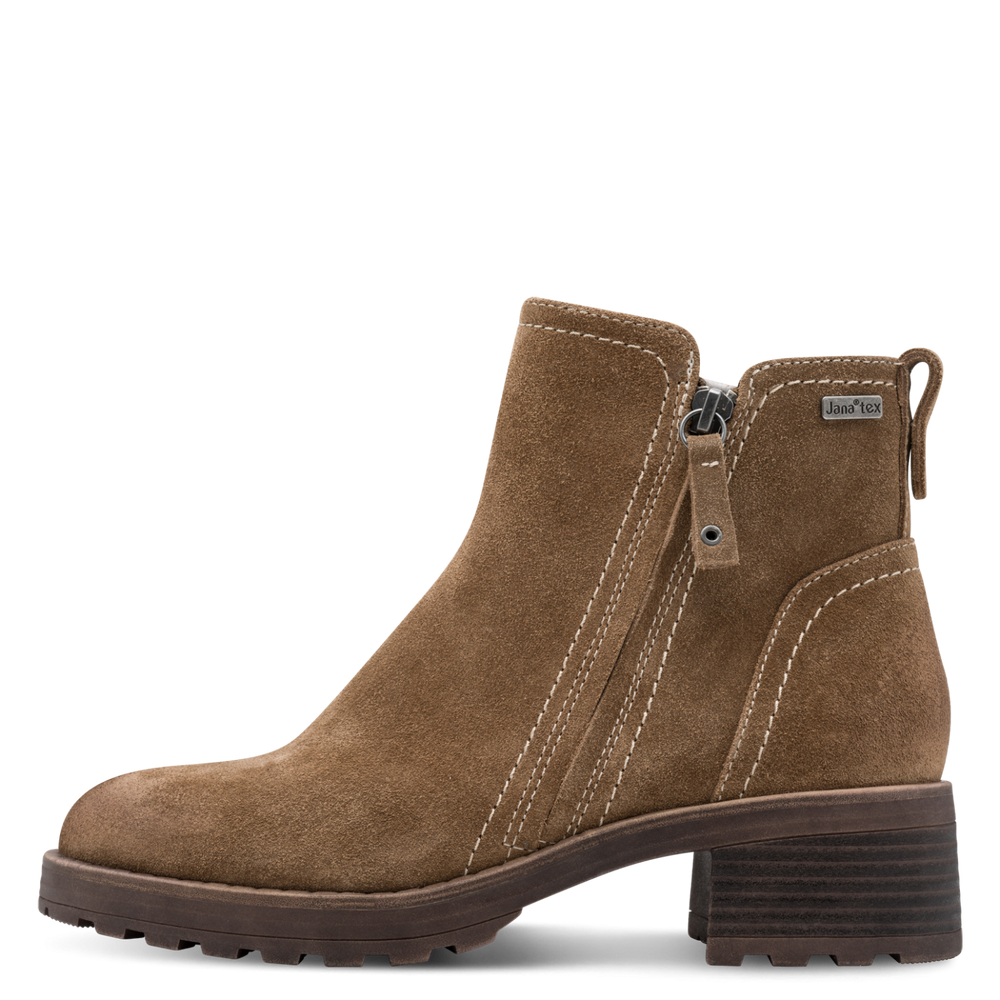 Jana 25711 camel suede ankle boot rear view