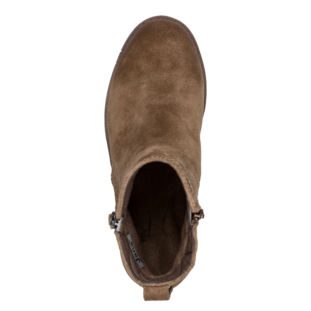 Jana 25711 camel suede ankle boot top view