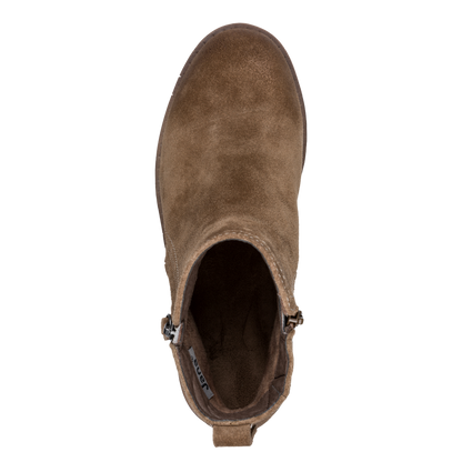 Jana 25711 camel suede ankle boot top view