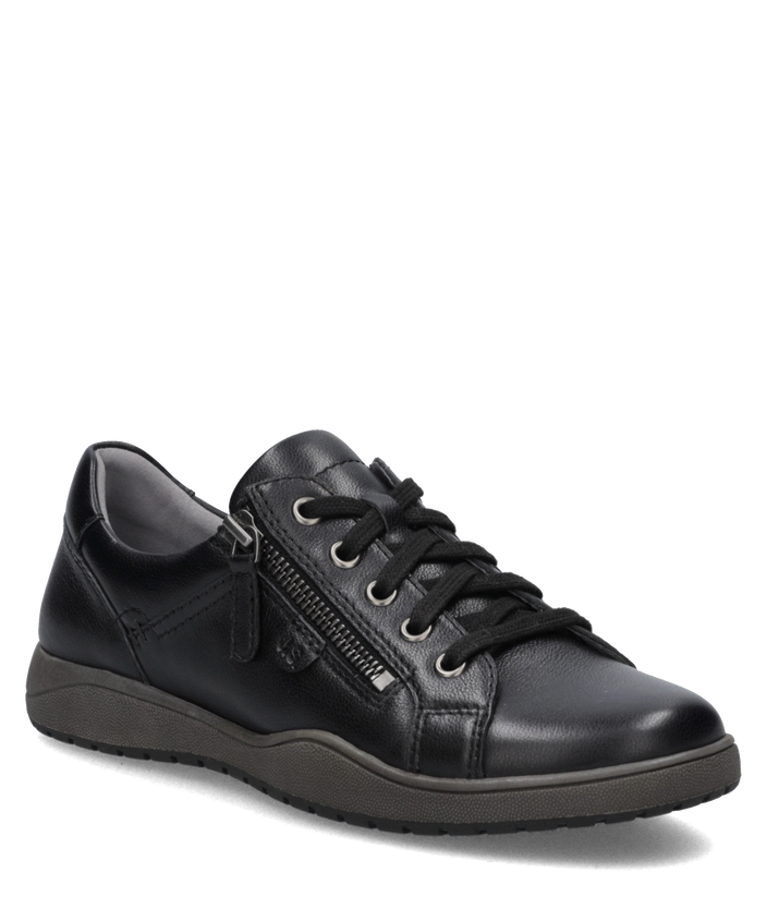 Josef Seibel Cynthia 02 black leather women's sneaker angled view