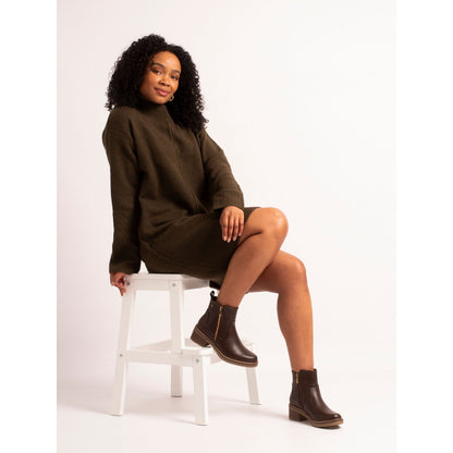 Lunar Heaven brown ankle boots on model
