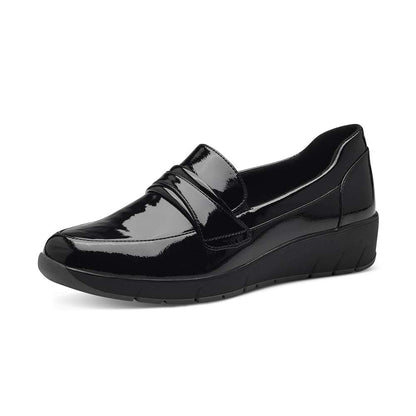 Jana black patent slip on 24666