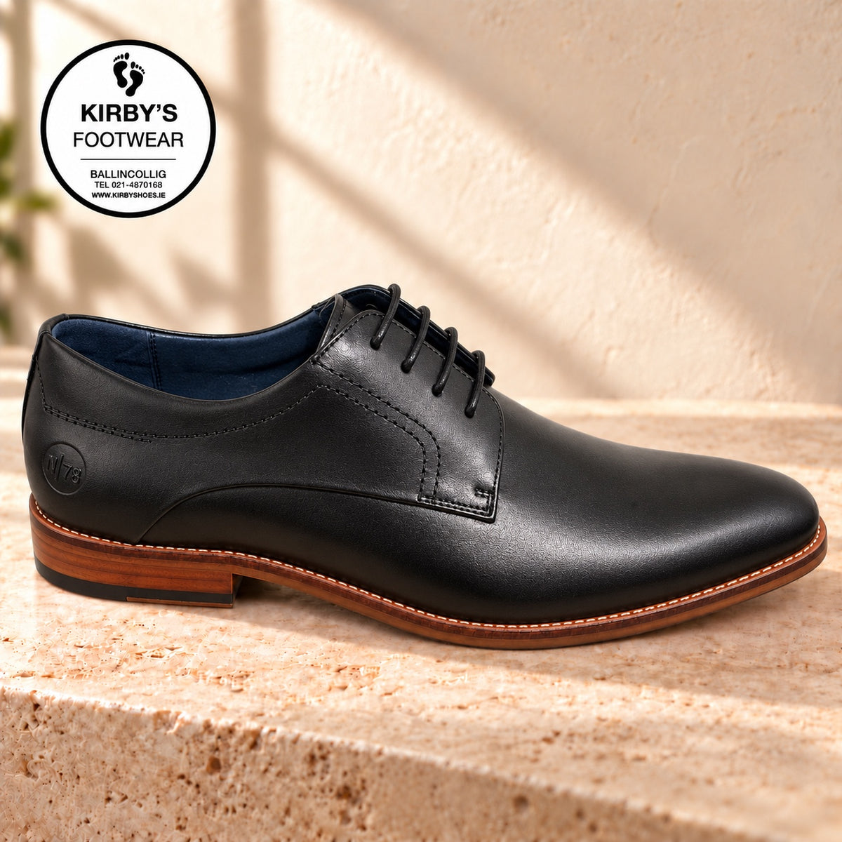 NINETY78 men's black leather lace-up shoe
