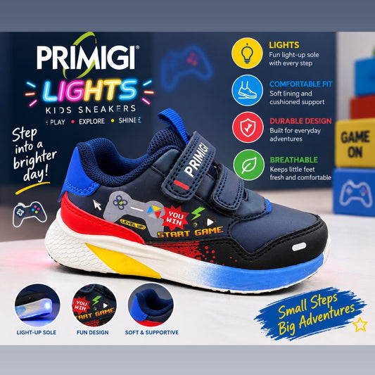 Primigi boys navy gaming light-up trainer
