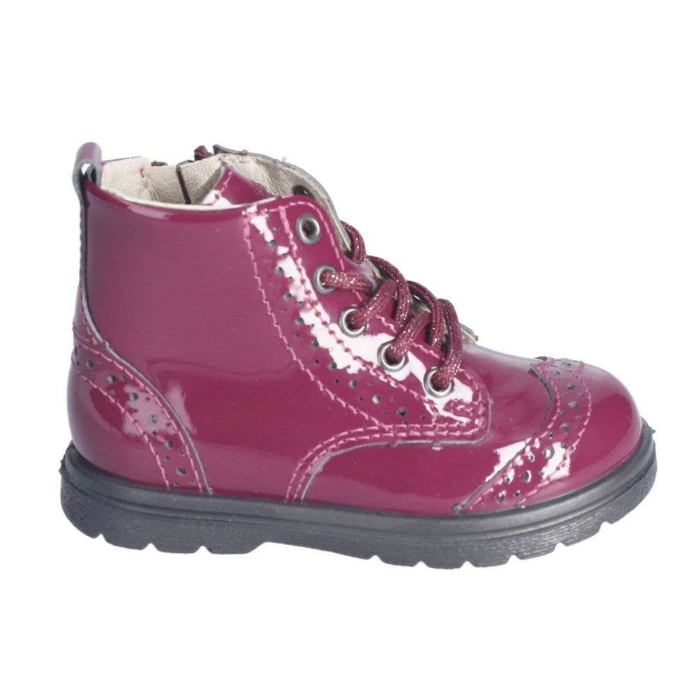 Ricosta Jemmy boot Burgandy patent lace with zip - Kirbys Footwear Ltd