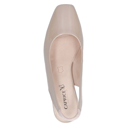 Caprice sling back beige patent 29500