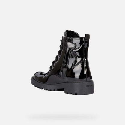 Geox Casey black patent zip boot - Kirbys Footwear Ltd
