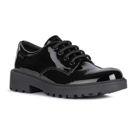 Geox Casey black patent lace