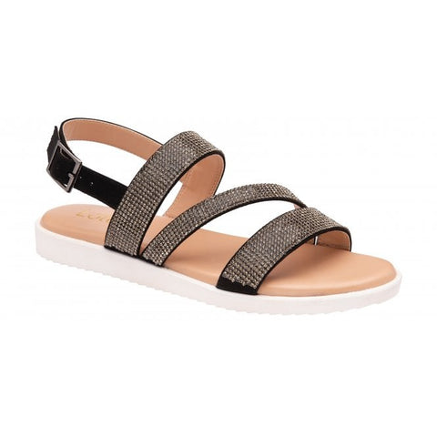 Lotus Olive sandal - black/diamante - Kirbys Footwear Ltd