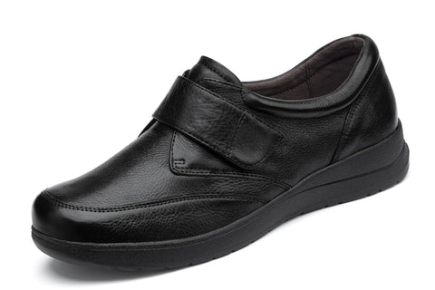 Caprice black leather velcro - wide fit - 24756