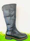 Jana high boot - black leather- adjustable width