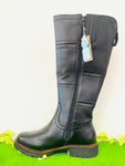 Jana high boot - black leather- adjustable width