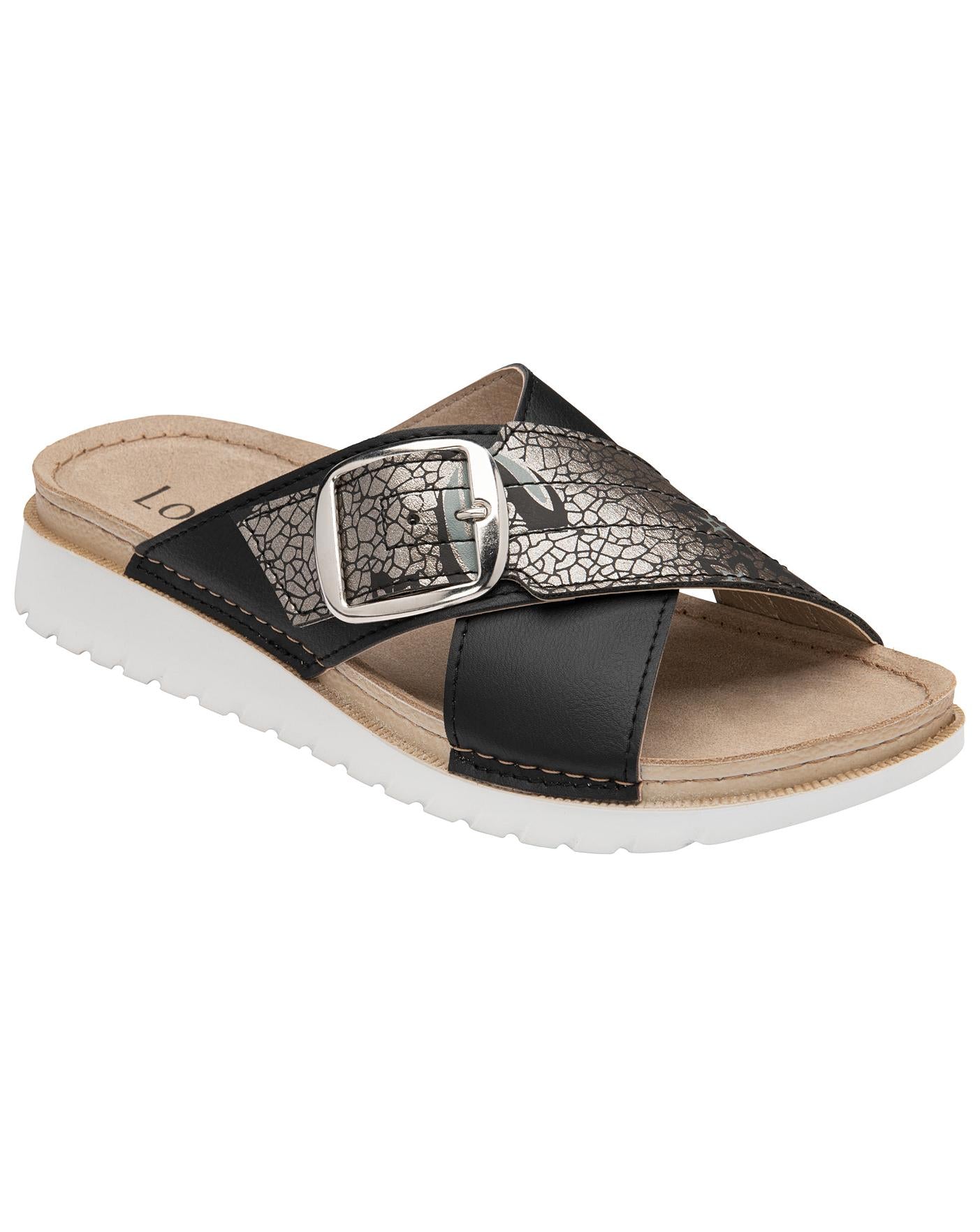 Lotus Marta mule black silver